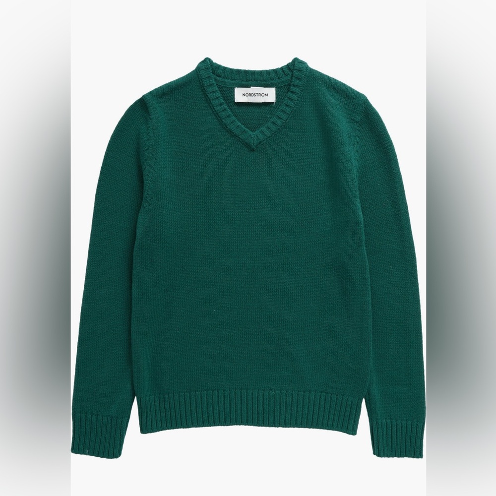 Nordstrom Boys V-Neck Sweater in Green| Size: 14/16